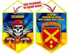 Вимпел 43 ОАБр череп в береті жовто-блакитний