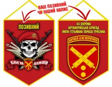 Вимпел 43 ОАБр череп в береті червоний