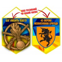 Вимпел 43 ОМБр і знак Піхоти жовто-блакитний