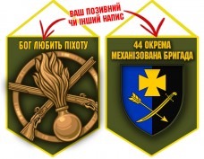 Вимпел 44 ОМБр і знак Піхоти олива