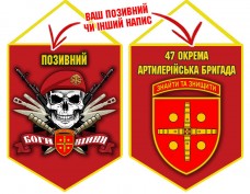 Вимпел 47 ОАБр череп в береті червоний