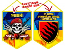Вимпел 55 ОАБр череп в береті жовто-блакитний
