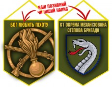 Вимпел 61 ОМБр і знак Піхоти олива