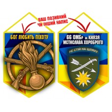 Вимпел 66 ОМБр і знак Піхоти жовто-блакитний