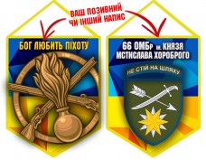 Вимпел 66 ОМБр і знак Піхоти жовто-блакитний