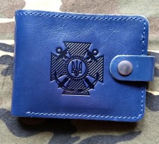 Шкіряний гаманець ВМСУ (синій, лаковий)
