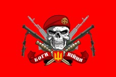 Прапор з мінометами Молот і черепом в береті Артилерії червоний