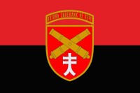Прапор 44 ОАБр з новим знаком бригади Червоно чорний