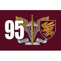 Прапор 95 ОДШБр з новим знаком бригади та емблемою ДШВ (вар.2)