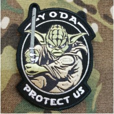 Шеврон Yoda Protect Us (чорний)