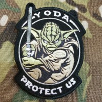 Патч Yoda Protect Us (чорний)