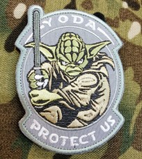 Купить Патч Yoda Protect Us (сірий) в интернет-магазине Каптерка в Киеве и Украине