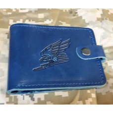 Шкіряний гаманець Авіація ЗСУ (синя лакова шкіра)