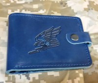 Шкіряний гаманець Авіація ЗСУ (синя лакова шкіра) 2 сорт