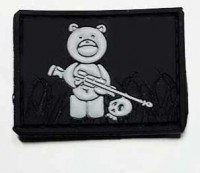 Нашивка "Мішка снайпер" Teddy Bear PVC чорно-сірий