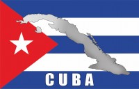 Прапор Куби з мапою та написом