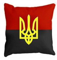 Декоративна подушка червоно-чорний прапор з Тризубом
