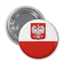 Значок флаг Польши с гербом 