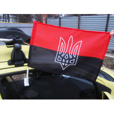 Червоно-чорний автомобільний прапорець з тризубом