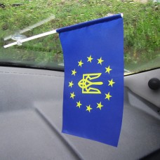 Купить Украина в Евросоюзе флажок в авто в интернет-магазине Каптерка в Киеве и Украине