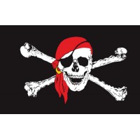 Піратський прапор череп в червоній бандані