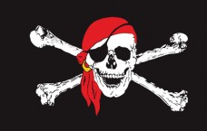 Купить Піратський прапор череп в червоній бандані в интернет-магазине Каптерка в Киеве и Украине