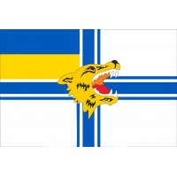 Прапор 1 ОБМП Морська пiхота України (ВМС, голова вовка)