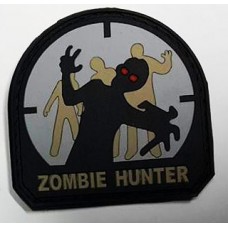Шеврон Zombie Hunter материал резина на липучке черный-св серый