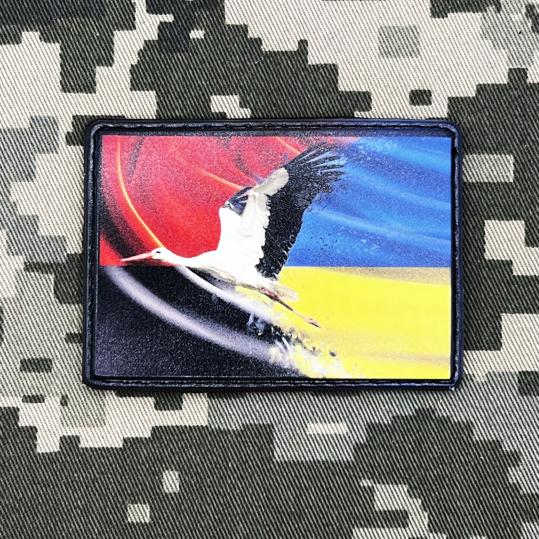 комбінований папор України лелека